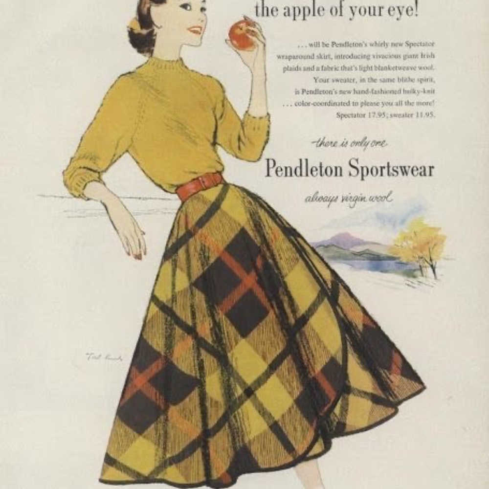 1950s Pendleton Wrap Around Bias Cut Skirt Block Plaid Wool, XS - S Size - Picture 6 of 11